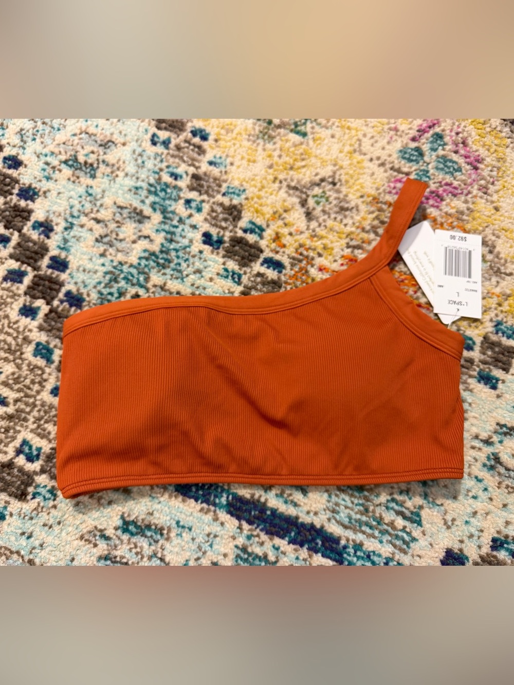 l*space axel One-Shoulder Bikini Top in Rust Orange